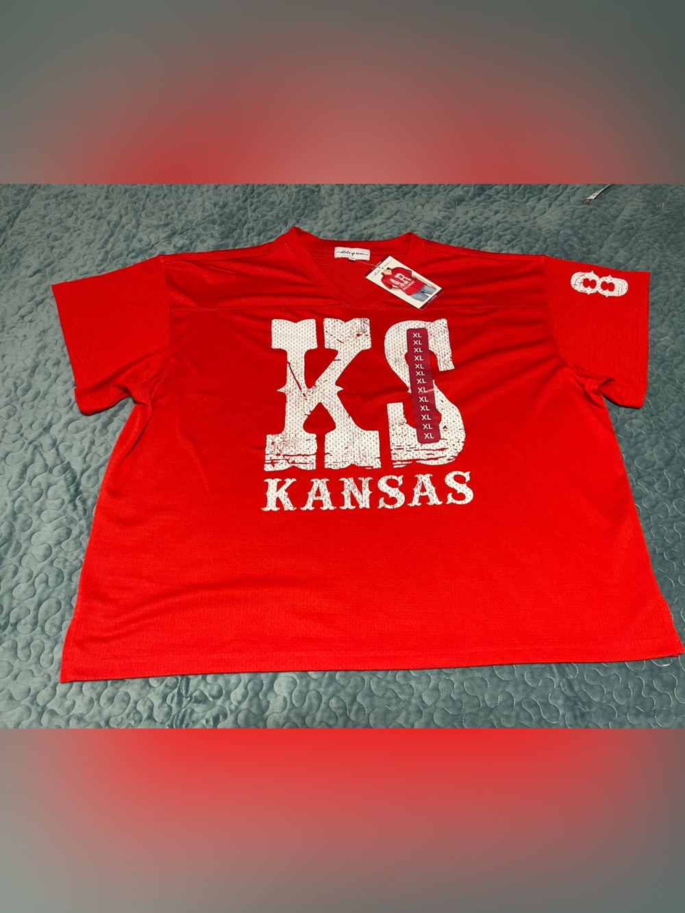NWT Kansas Jersey Women’s XL Red/White State Of Mine Short Sleeve Lightweight